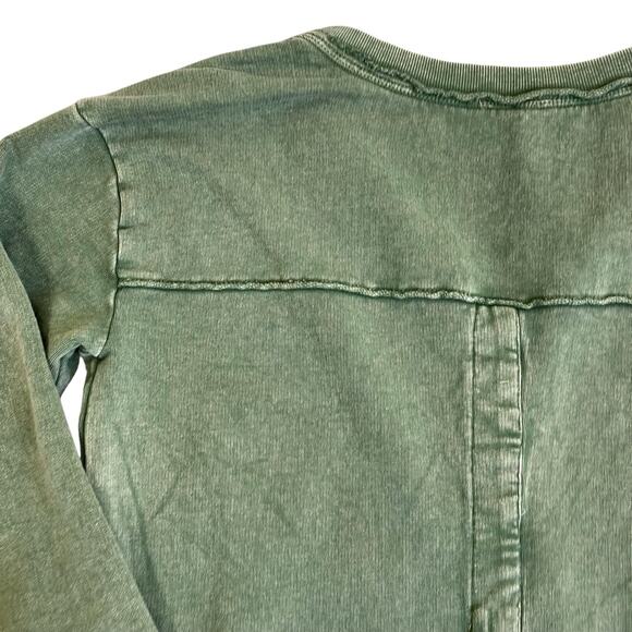 ANTHROPOLOGIE Pilcro Olive Green Terry Split Hem Tunic Top Distressed Cotton - Picture 16 of 16